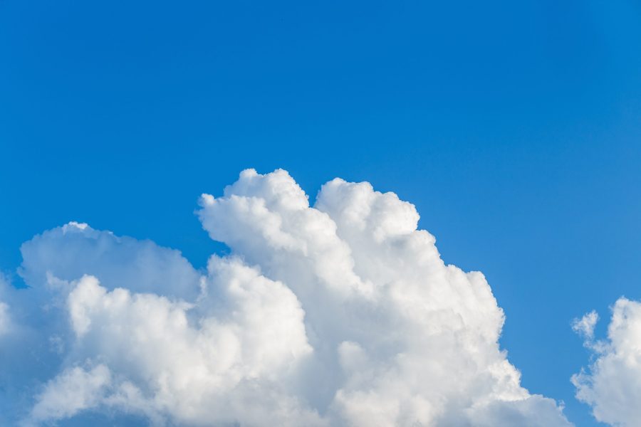 White clouds and blue sky